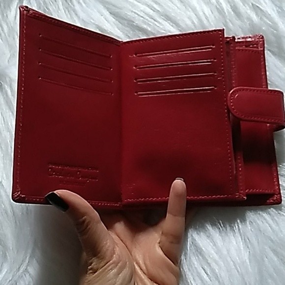 ITALIAN LEATHER WALLET RED LEATHER BIFOLD NEW - Picture 7 of 12